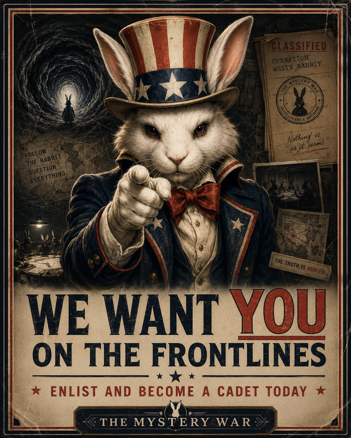 Uncle Mr. Rabbit Mystery War recruitment poster